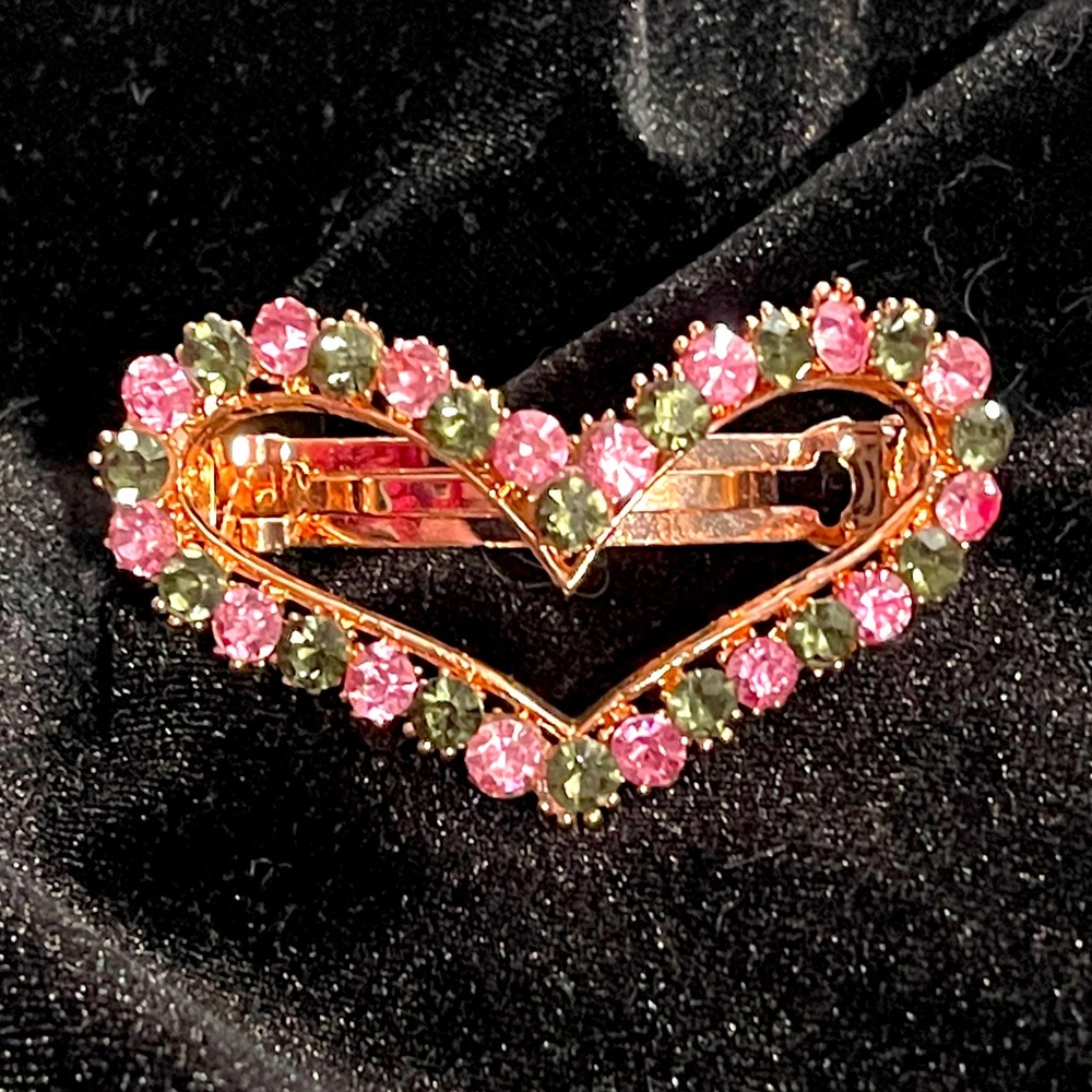 Metal heart crystal hair clip